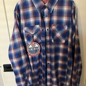 DIXXON Men's Blue and Red Checkered Shirt